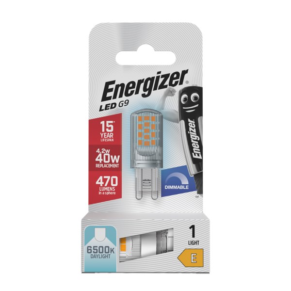 ENERGIZER LED G9 4.2W (40W) 470 LUMEN DAYLIGHT 6500K DIMMABLE
