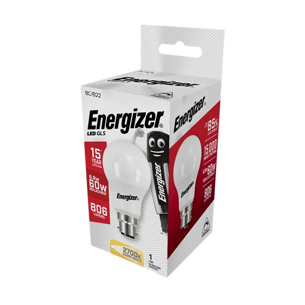 ENERGIZER LED 9.2W (60W) 806 LUMENS B22 GLS DIMMABLE WARM WHITE