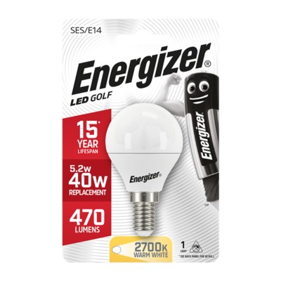 ENERGIZER LED 5.9W (40W) 470 LUMEN E14 OPAL GOLF BALL LAMP WARM WHITE
