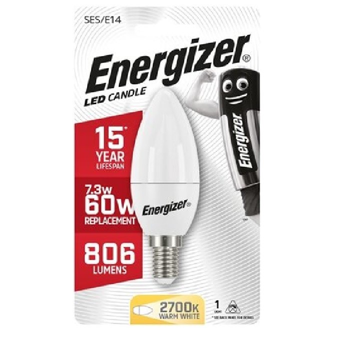 ENERGIZER LED 7.3W (60W) E14 CANDLE LAMP - WARM WHITE