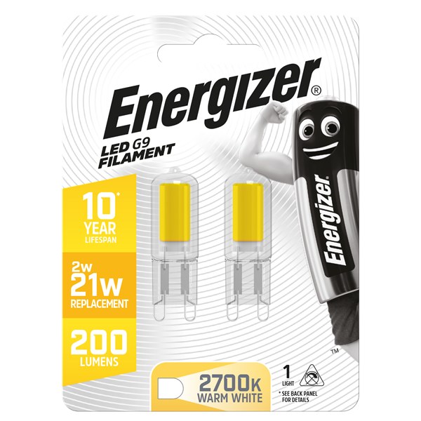 ENERGIZER LED 2W (18W) 180 LUMEN G9 LAMP WARM WHITE