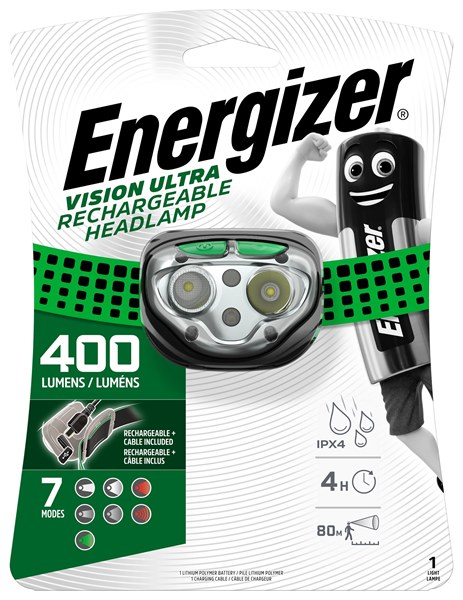 ENERGIZER VISION ULTRA RECHARGEABLE HEADLAMP 400 LUMENS
