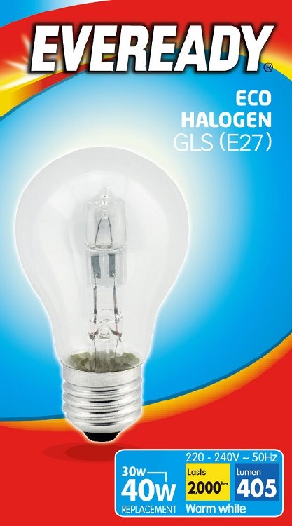 EVEREADY 30W (40W) E27 HALOGEN GLS LAMP