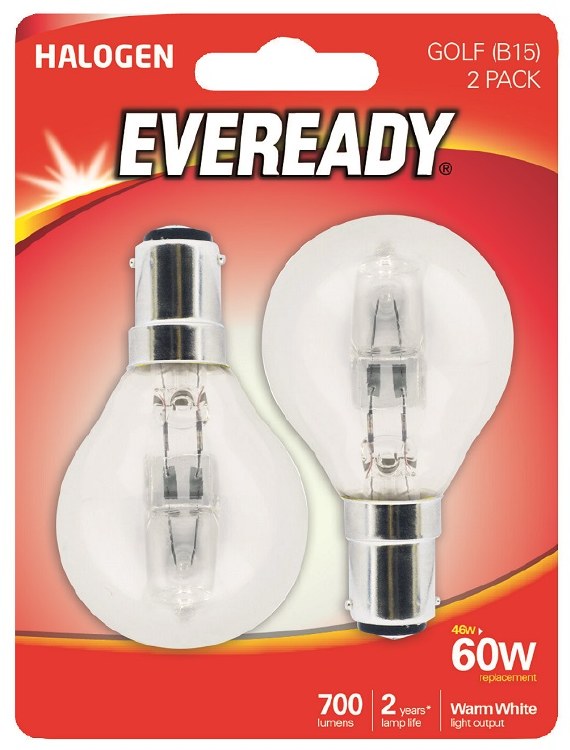 EVEREADY 46W (60W) B15 HALOGEN GOLF BALL LAMP
