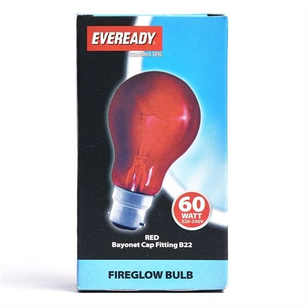 EVEREADY RED FIREGLOW 60W BC GLS