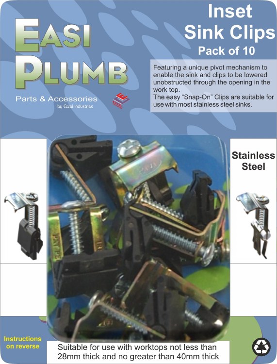 EASI PLUMB INSET SINK CLIPS - 10PIECE