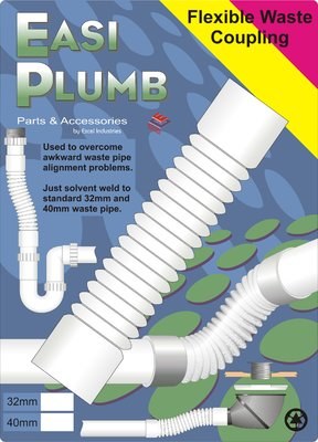 EASIPLUMB 40MM FLEXIBLE WASTE PIPE COUPLING