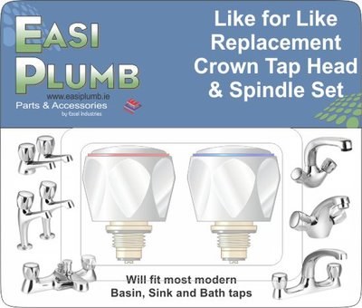 EASIPLUMB PAIR OF REPLACEMENT CROWN TAP HEADS AND SPINDLE ONLY
