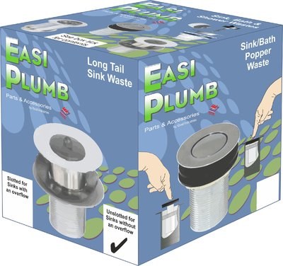 EASI PLUMB 1 1/2&quot; X 3 1/2&quot; UNSLOTTED TAIL WITH POLY PLUG - SINK WASTE