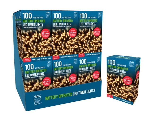FESTIVE MAGIC 100 WARM WHITE - BATTERY OPERATED  LED TIMER LIGHTS