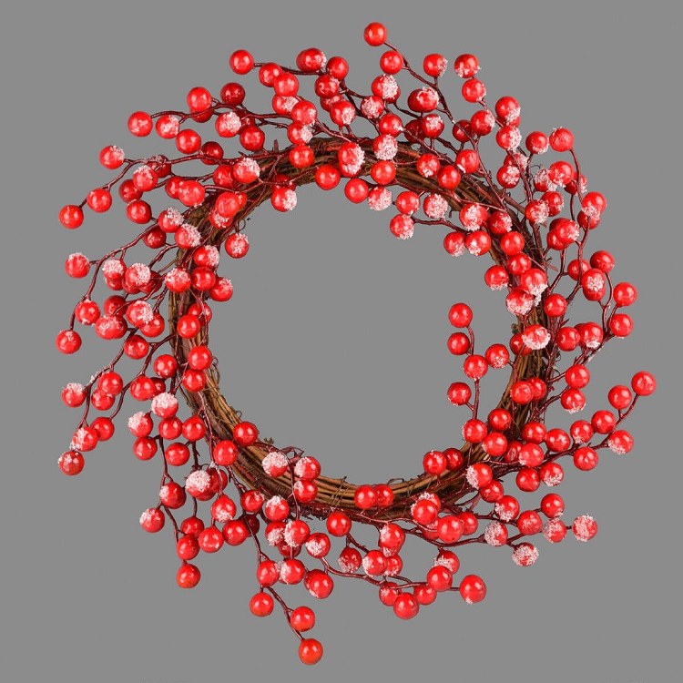 45 CM FROSTED CHERRY BERRY WREATH