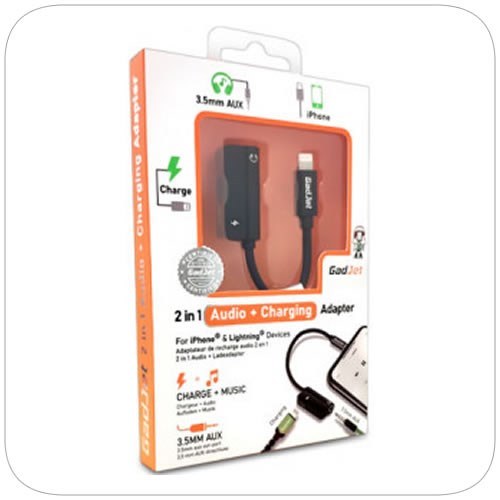 GADGET 2IN1 AUDIO &amp; CHARGER DUAL ADAPTER