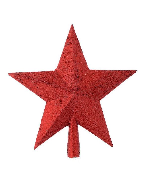 GLITTTER RED CHRISTMAS TREE STAR 20CM