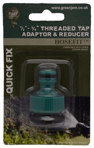GREENJEM 1/2&quot; - 3/4&quot; THREADED TAP ADAPTOR AND REDUCER - HOSEFIT