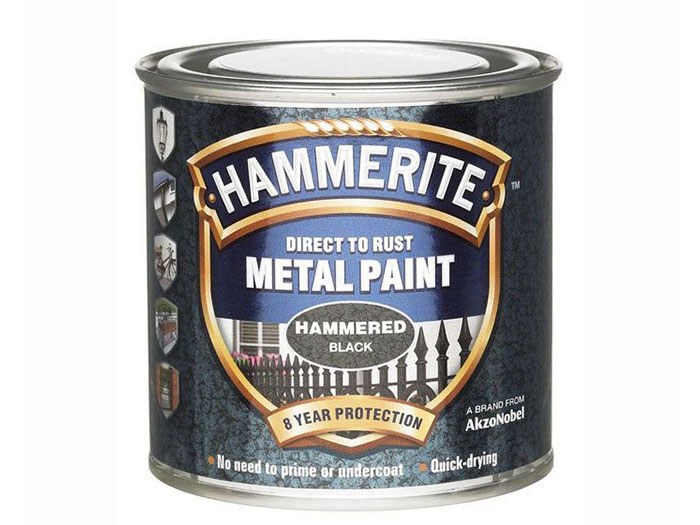 HAMMERITE DIRECT TO RUST METAL PAINT - HAMMERED BLACK 250ML