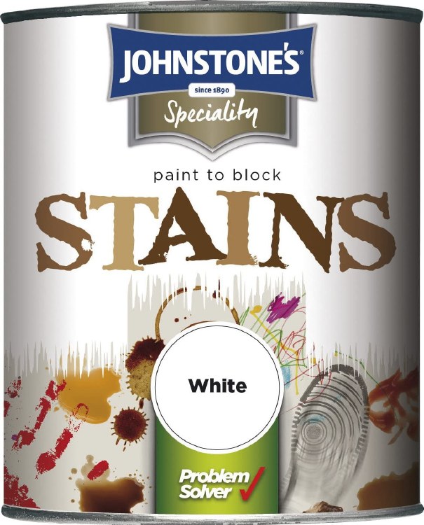 JOHNSTONES PROBLEM SOLVER PAINT TO BLOCK STAINS WHITE 750ML