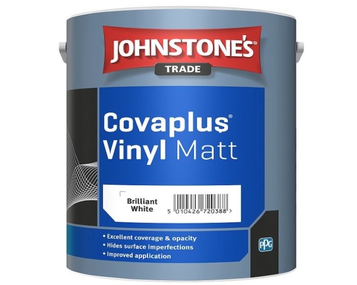 JOHNSTONES TRADE COVAPLUS VINYL MATT 5L BRILLIANT WHITE