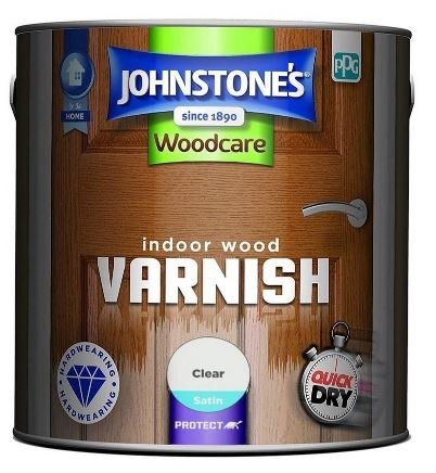 JOHNSTONES WOODCARE INDOOR WOOD VARNISH - CLEAR SATIN 250ML