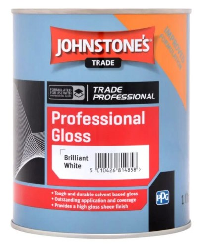 JOHNSTONES TRADE PROFESSIONAL GLOSS - BRILLIANT WHITE 500ML