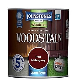 JOHNSTONES WOODWORK INDOOR/ OUTDOOR WOODSTAIN RED MAHOGANY 250ML