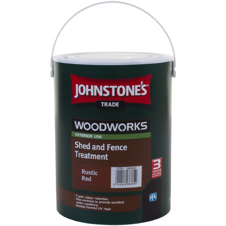JOHNSTONES WOODWORKS SHED AND FENCE TREATMENT RUSTIC RED 5L