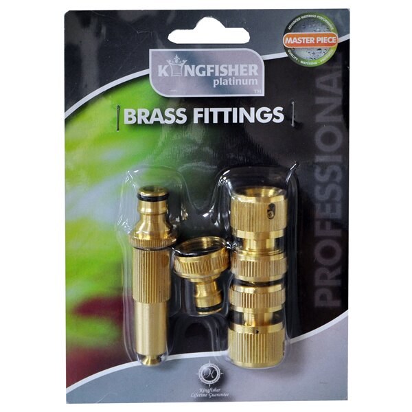 KINGFISHER PRO PLATINUM BRASS HOSE FITTING SET