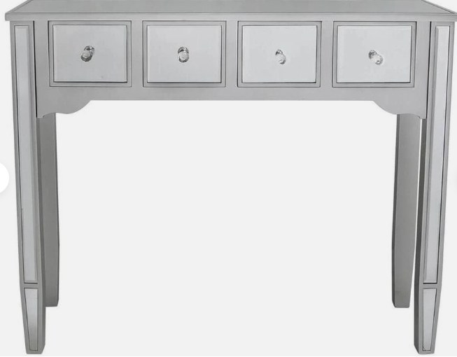LAUREL SILVER WOOD AND MIRROR CONSOLE TABLE