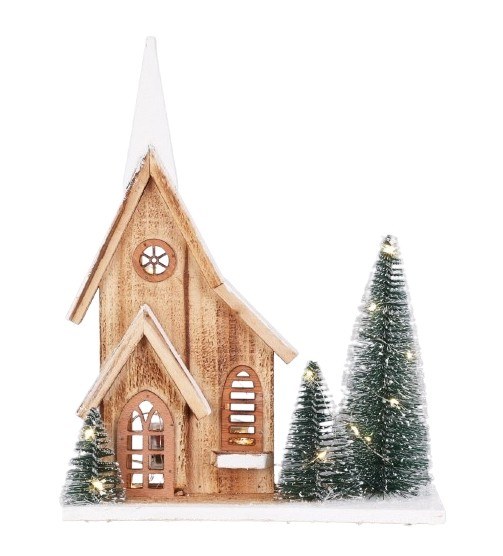 CHRISTMAS HOUSE WITH LED 34CM -BATTERY OPERATED