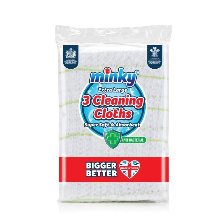 MINKY ANTI-BACTERICAL CLEANING CLOTH 3PK