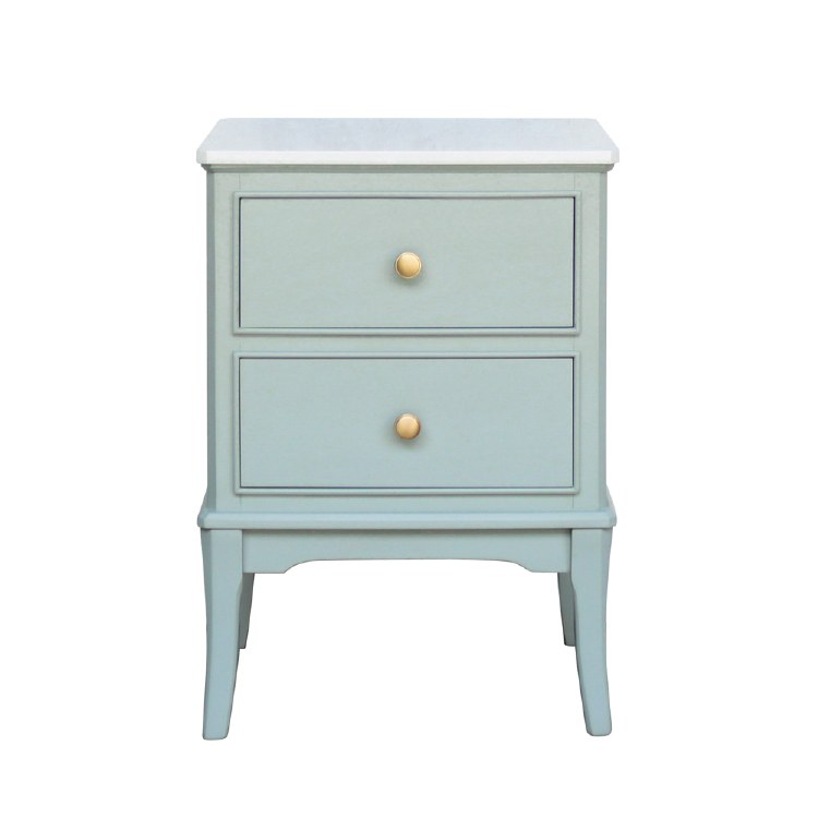 MONROE SAGE TWO DRAWER ACCENT TABLE WITH MARBLE TOP