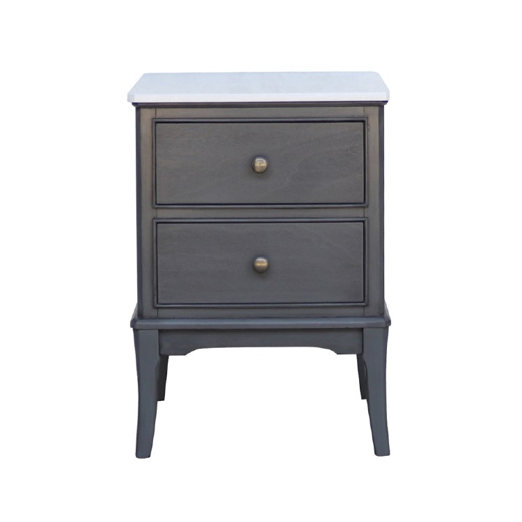 MONROE 2 DRAWER ACCENT TABLE MARBLE TOP RUSSELL
