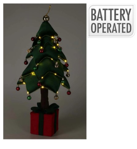 PLUSH 70CM CHRISTMAS TREE WITH LED AND DECORATIONS - BATTERY OPERATED