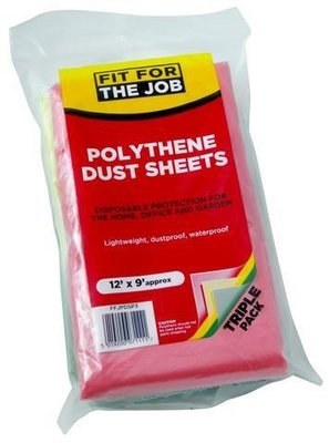 FIT FOR THE JOB 3PK POLY DUST SHEETS 12FTX9FT