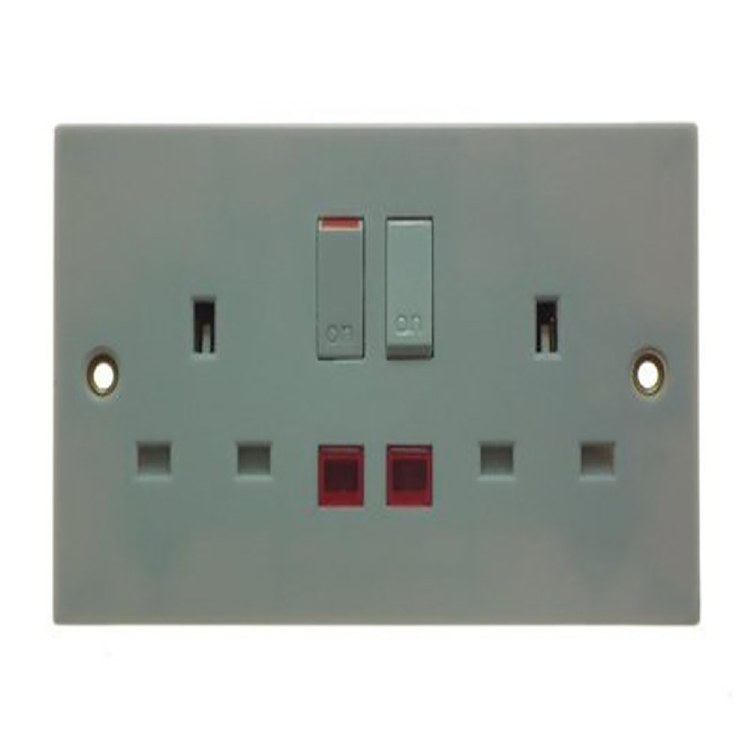 POWERMASTER 2 GANG 13 AMP SWITCHED SOCKET WITH NEON