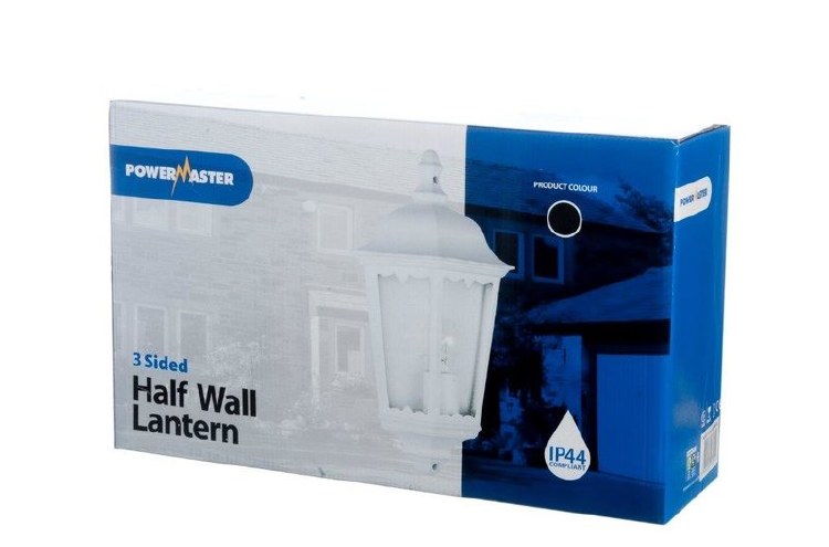 POWERMASTER 3 SIDED ALUMINIUM WHITE HALF WALL LANTERN