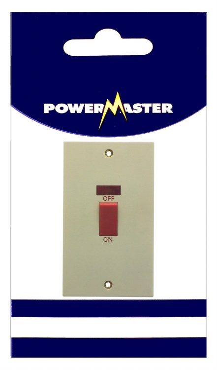 POWERMASTER 2 GANG 45 AMP COOKER SWITCH WITH NEON