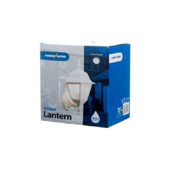 POWERMASTER 4 SIDED ALUMINIUM WHITE WALL LANTERN