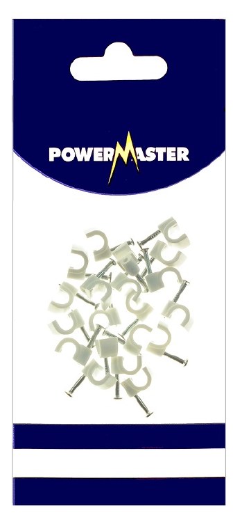 POWERMASTER 20 PCE 5 MM CABLE CLIPS  - WHITE