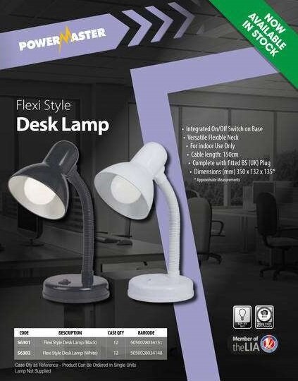 POWERMASTER FLEX DESK LAMP ASSORTED COLOURS