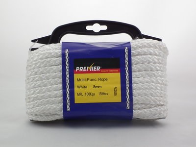 PREMIER 15 MTR 8 MM MULTI-FUNCTIONAL ROPE - WHITE