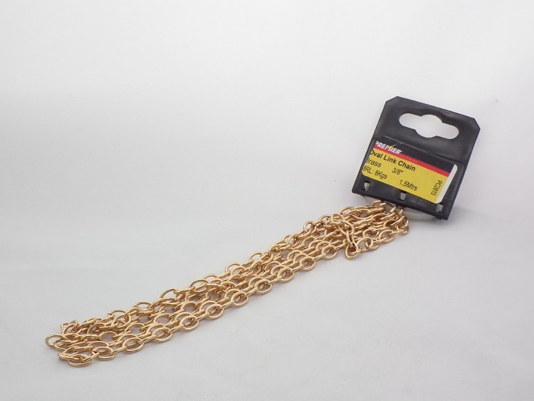 PREMIER BRASS OVAL LINK CHAIN 1.5MTR 3/8
