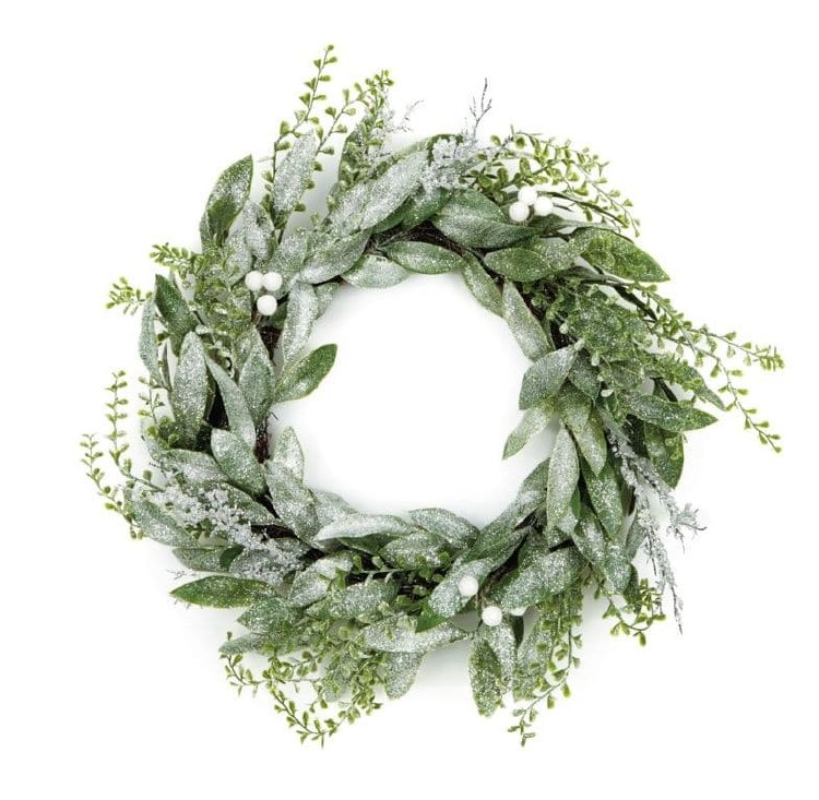 PREMIER FROSTED EUCALYPTUS WREATH WITH WHITE BERRIES