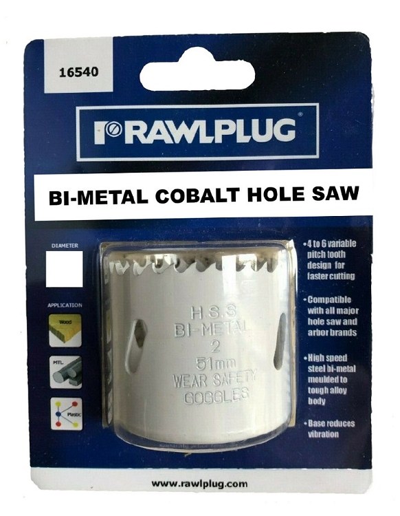 RAWLPLUG BI-METAL COBALT HOLESAW 38MM