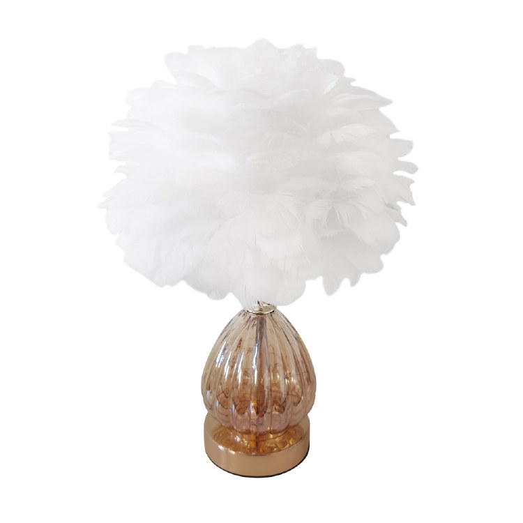 TARA LANE RAYA LED BASE FEATHER LAMP WHITE 40CM