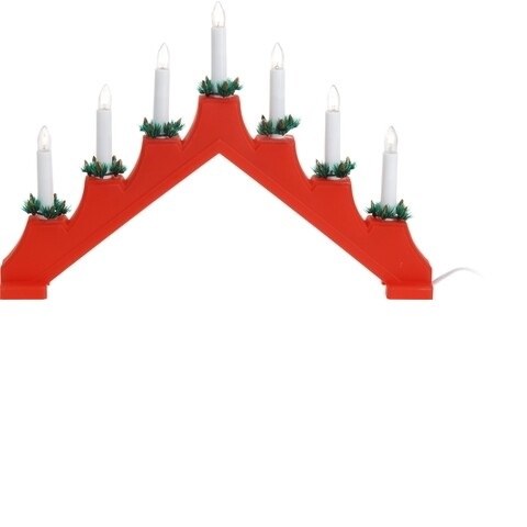 RED BATTERY OPERATED WOODEN CANDLE BRIDGE