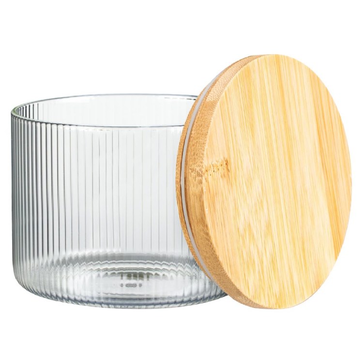 RIBBED GLASS STORAGE JAR 650ML
