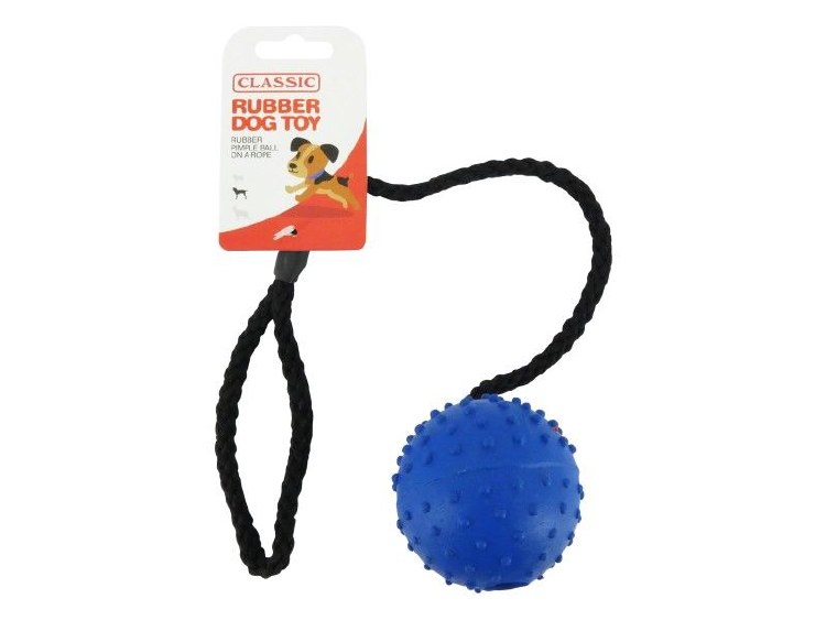 RUBBER PIMPLE BALL &amp; ROPE 7CM 2.5"