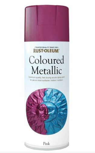 RUST-OLEUM CLOURED METALLIC SPRAY PAINT - PINK - 400ML