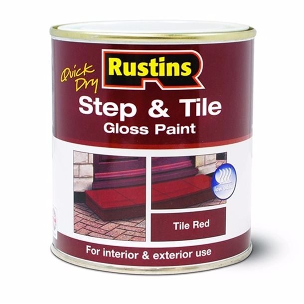 RUSTINS QUICK DRY STEP &amp; TILE GLOSS RED 250ML