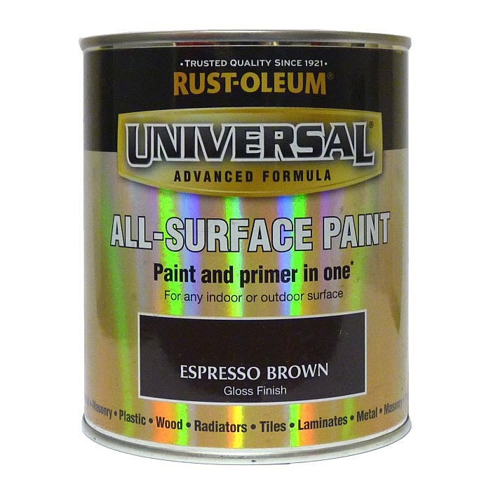 RUST-OLEUM UNIVERSAL METAL AND ALL SURFACE PAINT - GLOSS FINISH - EXPRESSO BROWN 250ML